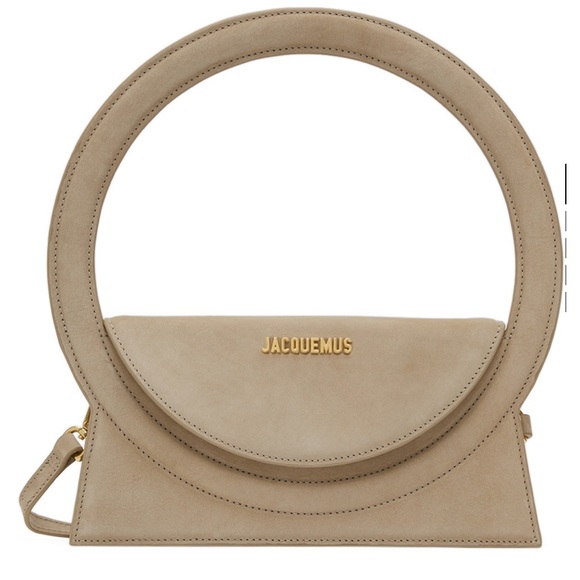 NWT Jacquemus Taupe Le Sac Rond Dark Beige Suede Bag - Picture 1 of 8
